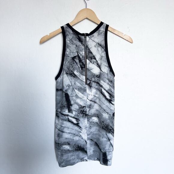 Helmet Lang Tank Top Small Mable Abstract Black Grey Silk Zipper - Picture 7 of 7
